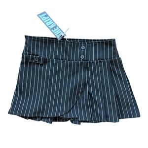 NWT The Kript Dolls Kill Black White Pinstripe Pleated Micro Mini Skirt Punk